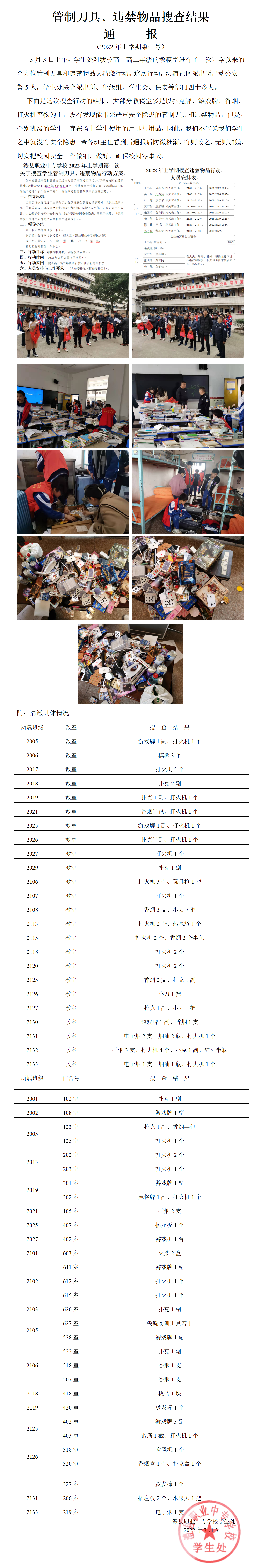 澧县职业中专学校2022年上学期管制刀具、违禁物品收缴行动通报（2022年上学期第一号））_01(1).png